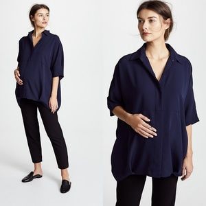Hatch | Navy | Maternity Button Down Shirt | OS